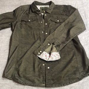 Men’s L Prana slim fit button down cord shirt